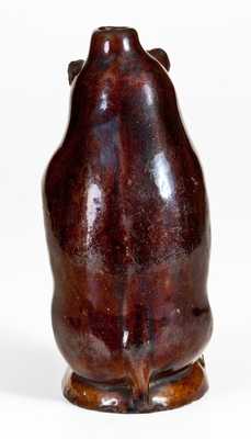 Very Rare Glazed Redware Bear Bottle, attributed to Rudolph Christ, Salem, NC, circa 1810-1830