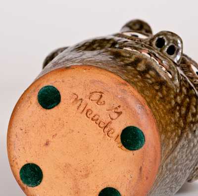 Alkaline-Glazed Candelabra Double-Face Jug, Signed