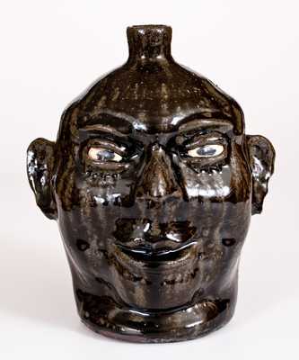 Alkaline-Glazed Stoneware Face Jug, Signed "Lanier Meaders", Cleveland, GA origin, circa 1980