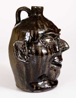 Alkaline-Glazed Stoneware Face Jug, Signed "Lanier Meaders", Cleveland, GA origin, circa 1980