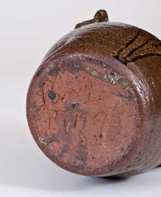 Alkaline-Glazed Stoneware Face Jug, Signed and Dated 