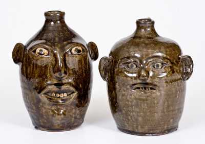 Two Meaders Family Stoneware Face Jugs, Cleveland, GA origin, late 20th century