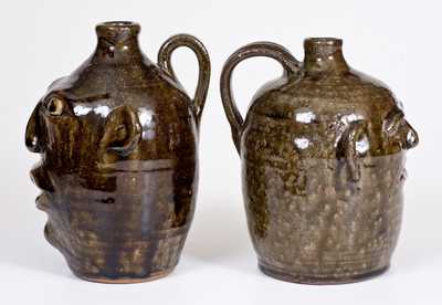 Two Meaders Family Stoneware Face Jugs, Cleveland, GA origin, late 20th century