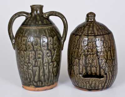 Two Pieces of Meaders Commemorative Stoneware, Cleveland, GA origin, Dated 1892-1992