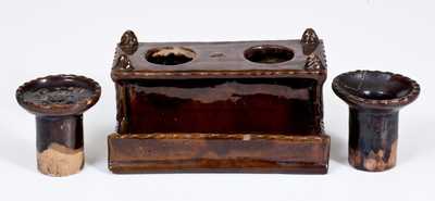 Glazed Redware Inkstand, Pennsylvania origin, 19th century