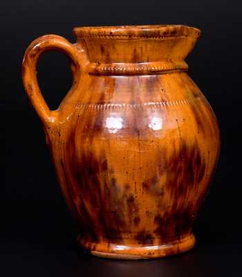 Glazed Redware Pitcher, att. Jacob Medinger, Limerick Twp, Montgomery Co, PA, late 19th / early 20th century