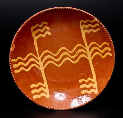 Slip-Decorated Redware Plate, probably Philadelphia origin, circa 1840