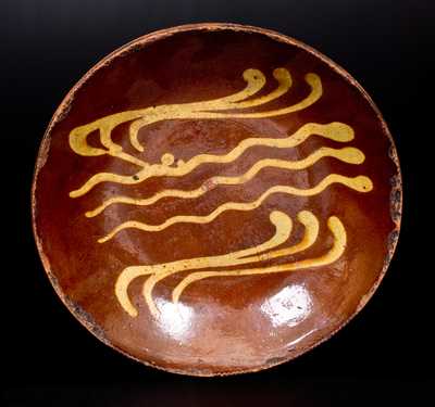 Slip-Decorated Redware Plate, Stamped 