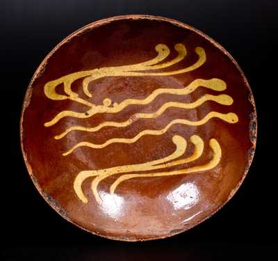 Slip-Decorated Redware Plate, Stamped