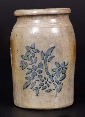 Stoneware Jar with Cobalt-Stenciled Floral Design, Western PA origin, circa 1875