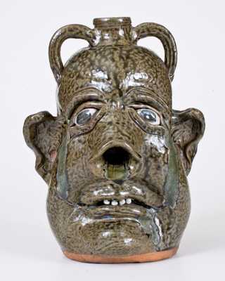 Unusual Alkaline-Glazed Stoneware Face Jug with Pig's Snout, Signed and Dated "Cleater Meaders, Jr. / 1992"