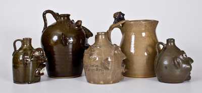 Five Southern Stoneware Face Vessels, late 20th or early 21st century