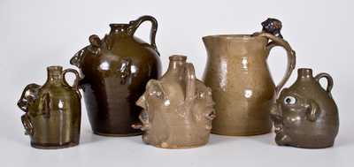 Five Southern Stoneware Face Vessels, late 20th or early 21st century