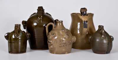 Five Southern Stoneware Face Vessels, late 20th or early 21st century
