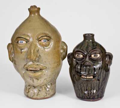 Two Southern Stoneware Face Jugs, late 20th century