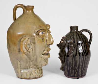 Two Southern Stoneware Face Jugs, late 20th century