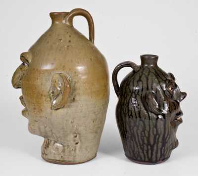 Two Southern Stoneware Face Jugs, late 20th century