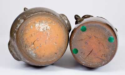 Two Alkaline-Glazed Face Harvest Jugs, Signed 