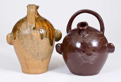 Two Rodney Leftwich Stoneware Face Jugs, Signed