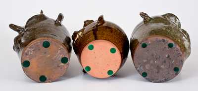 Three Southern Alkaline-Glazed Stoneware Face Jugs, late 20th century