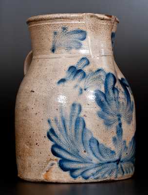 Extremely Rare M. & T. MILLER / NEWPORT, PA Stoneware Pitcher w/ Profuse Cobalt Decoration