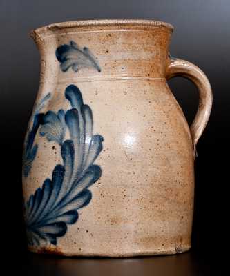 Extremely Rare M. & T. MILLER / NEWPORT, PA Stoneware Pitcher w/ Profuse Cobalt Decoration