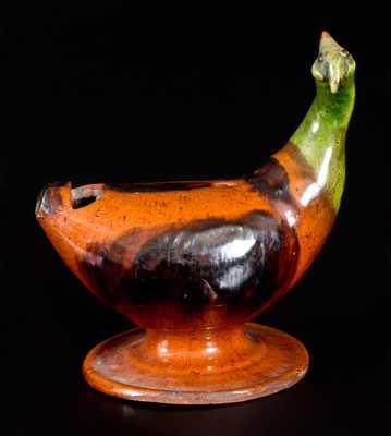 Rare Large-Sized Pennsylvania Redware Bird Whistle