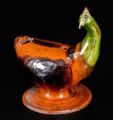 Rare Large-Sized Pennsylvania Redware Bird Whistle