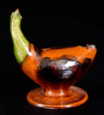 Rare Large-Sized Pennsylvania Redware Bird Whistle