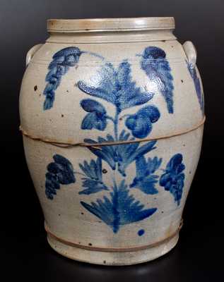 Scarce Five-Gallon Stoneware Jar w/ Elaborate Decoration, attrib. Grier, Mt. Jordan Pottery, Chester County, PA