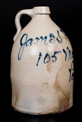 Two-Gallon Paterson, NJ Stoneware Advertising Jug, New York State origin, circa 1880