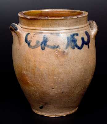 C. CROLIUS / NEW-YORK Stoneware Jar with Cobalt Drape Decoration