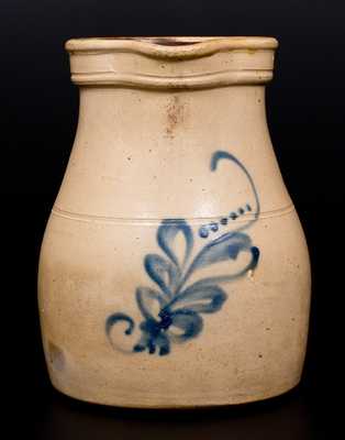 One-Gallon Stoneware Pitcher w/ Cobalt Foliate Decoration, Fort Edward, N.Y. origin