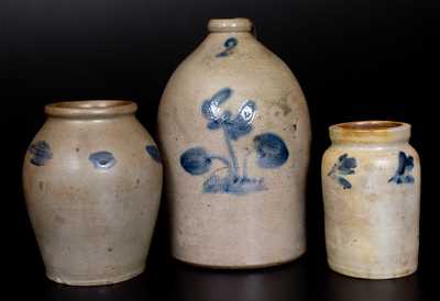 Three Pieces of Cobalt-Decorated Stoneware, Eastern U.S. origin, circa 1830-1875