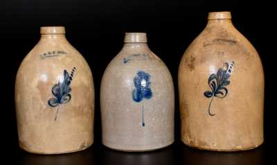 Three E & L P NORTON / BENNINGTON, VT Stoneware Jugs, circa 1870