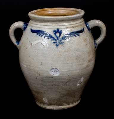 Two-Gallon Stoneware Jar with Incised Floral Decoration, probably Manhattan, NY, late 18th century
