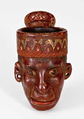 Exceptional Anna Pottery Indian Head Stoneware Peace Pipe w/ 1873 Presentation Inscription