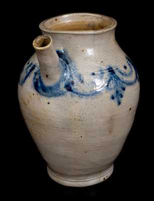 Extremely Rare Cobalt-Decorated Stoneware Pouring Vessel, probably New Jersey origin, early 19th century