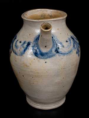 Extremely Rare Cobalt-Decorated Stoneware Pouring Vessel, probably New Jersey origin, early 19th century