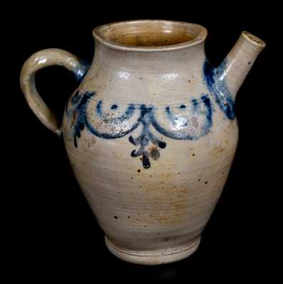 Extremely Rare Cobalt-Decorated Stoneware Pouring Vessel, probably New Jersey origin, early 19th century