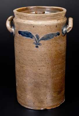Rare Lidded C. CROLIUS / MANHATTAN, WELLS / NEW-YORK Stoneware Jar w/ Incised Design