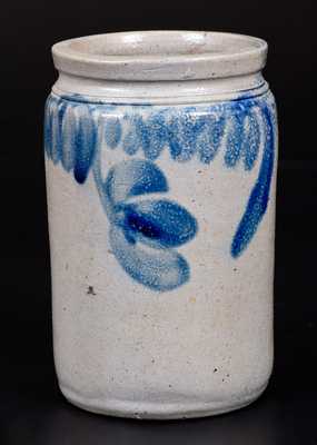 Quart-Sized Stoneware Jar with Cobalt Floral Decoration, Southeastern PA origin, circa 1865