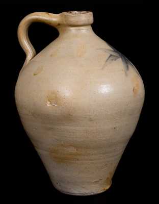 One-Gallon N. White. Utica (New York) Stoneware Jug w/ Cobalt Star Decoration, c1840