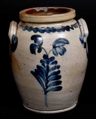 One-Gallon Remmey, Philadelphia Stoneware Jar w/ Cobalt Floral Decoration