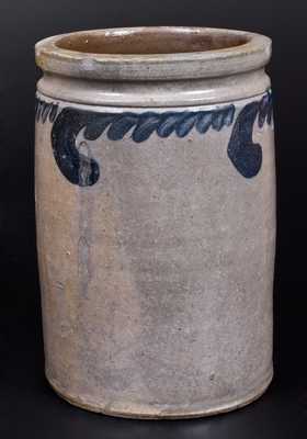 S. BELL & SON / STRASBURG Stoneware Jar w/ Cobalt Swag Decoration