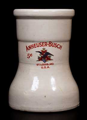 Scarce ANHEUSER-BUSCH Stoneware Syrup Dispenser, 1919