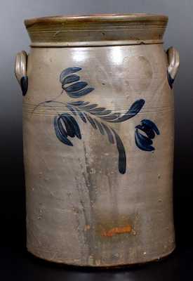 Exceptional 6 Gal. Stoneware Presentation Churn attrib. Albert Black, Confluence, Somerset County, PA