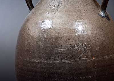 Rare 1866 Venango County, PA Water Cooler w/ Incised Duck, Wreath, Date, Etc.