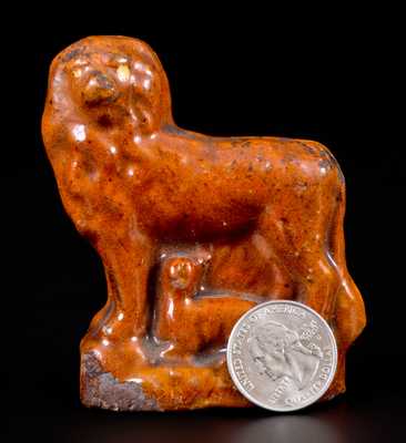 Glazed Redware Figure of a Lion with Lamb, probably Pennsylvania origin, c1850-80