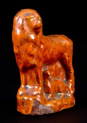 Glazed Redware Figure of a Lion with Lamb, probably Pennsylvania origin, c1850-80